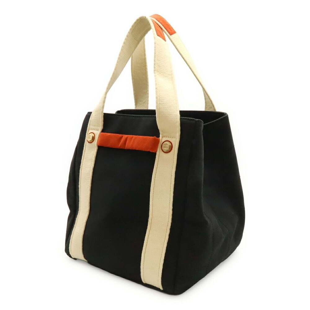CHANEL Chocolate Bar Tote Bag Shoulder Canvas Leather Black Ivory Red - Picture 3 of 9